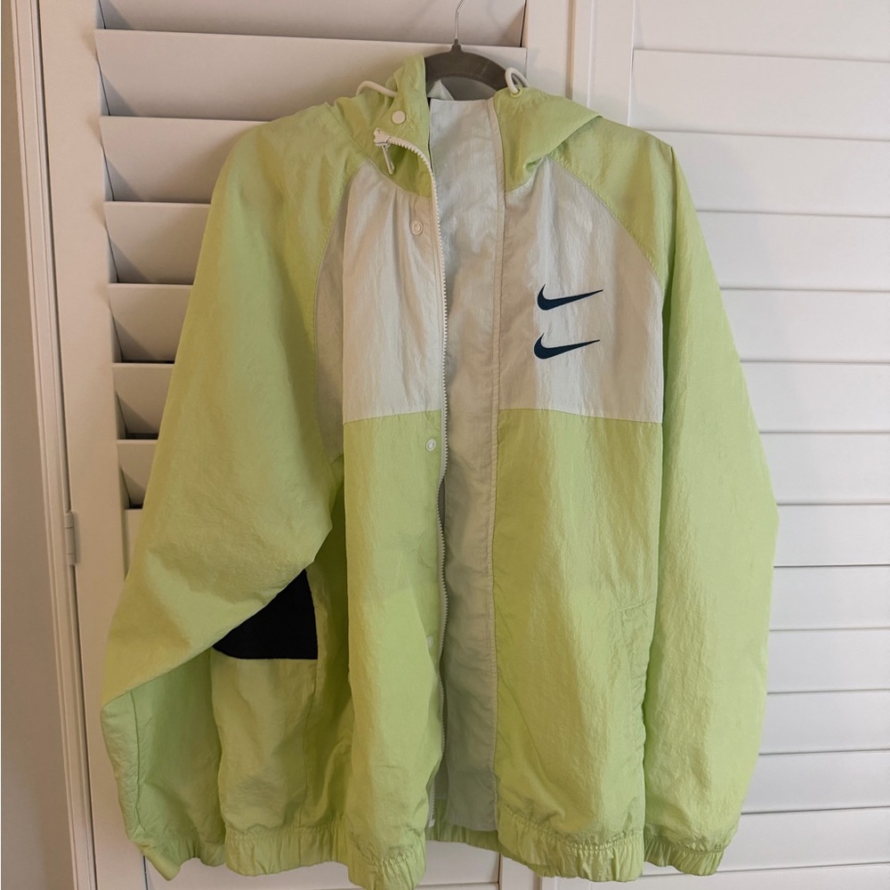 Nike Lime Green & White Windbreaker Jacket